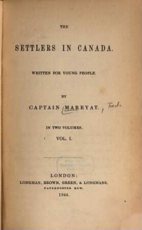 The settlers in Canada : written for young people. 1