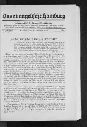 "Sehet, wir gehen hinauf gen Jerusalem!"