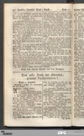 Das erste Buch der Chronica, genannt Paralipomenon I.