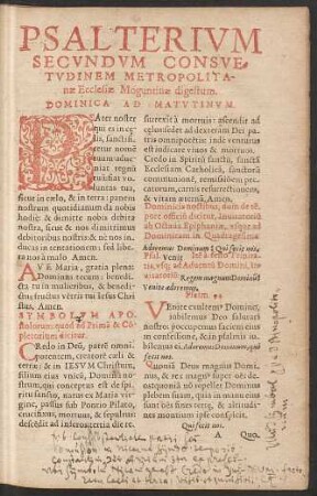 Psalterium Secundum Consuetudinem Metropolitanae Ecclesiae Moguntinae digestum.