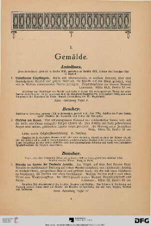 I. Gemälde (Nr. 1-15)