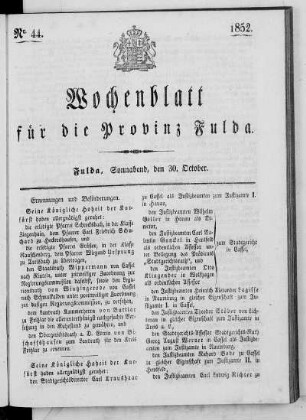 Nr. 44, Ausgabe vom 30. Oktober 1852
