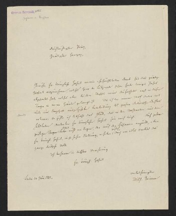 Bearbeitung von Wilhelm Grimm an Johann Ernst