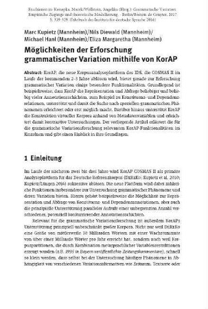 Möglichkeiten der Erforschung grammatischer Variation mithilfe von KorAP