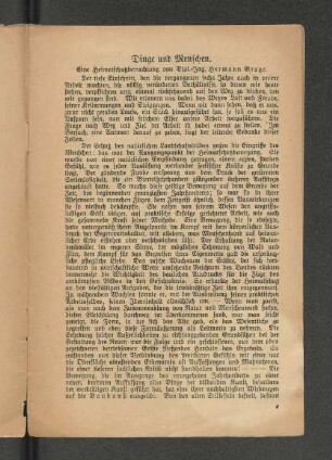 Dinge und Menschen. : Eine Heimatbetrachtung