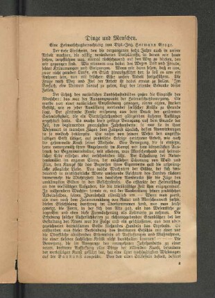 Dinge und Menschen. : Eine Heimatbetrachtung