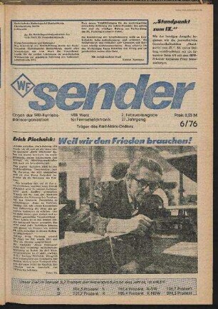Betriebszeitung 'WF-Sender', Nr.6/1976 (2. Februarausgabe 1976)