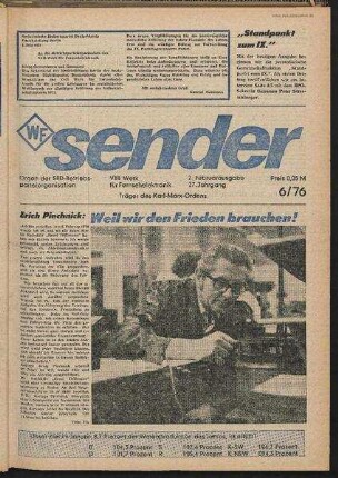 Betriebszeitung 'WF-Sender', Nr.6/1976 (2. Februarausgabe 1976)
