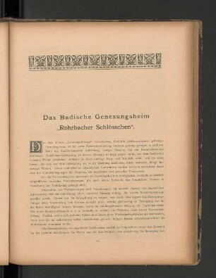 Das Badische Genesungsheim "Rohrbacher Schlösschen".