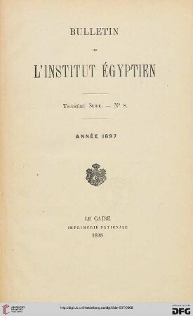 3.Ser. 8: Bulletin de l'Institut Egyptien