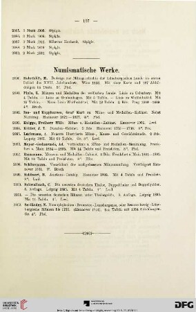 Numismatische Werke (Nr. 2090-2102)