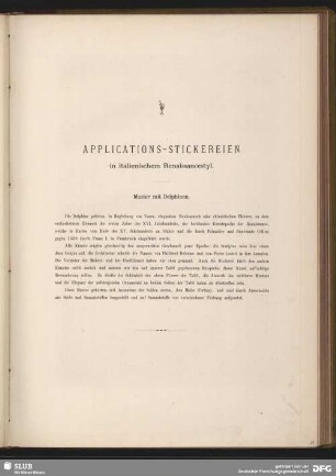 Applications-Stickereien in italienischem Renaissancestyl