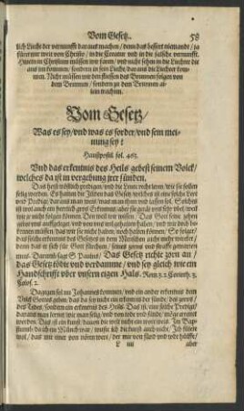 Vom Gesetz/ Was es sey/ und was es forder/ und sein meinung sey?