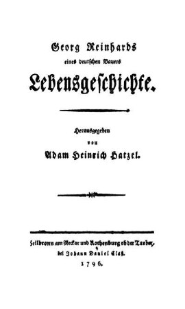 Georg Reinhards eines deutschen Bauers Lebensgeschichte
