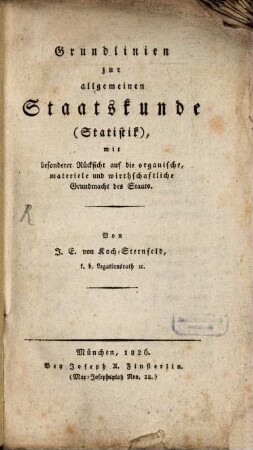 Grundlinien zur allgemeinen Staatskunde ...