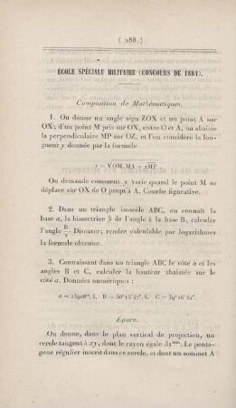 École spéciale militaire (concours de 1884).