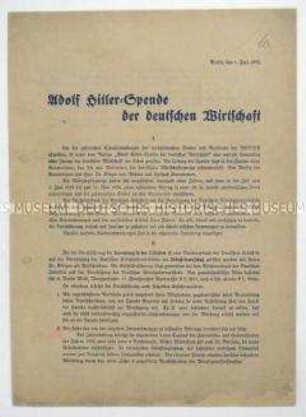 Merkblatt zur "Adolf-Hitler-Spende"