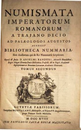 Numismata Imperatorum Romanorum A Trajano [Traiano] Decio Ad Palaeologos Augustos, 2