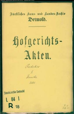 Redeker, Hillebrand in Salzuflen gegen Henrich Hunke in Salzuflen - Schuldforderung