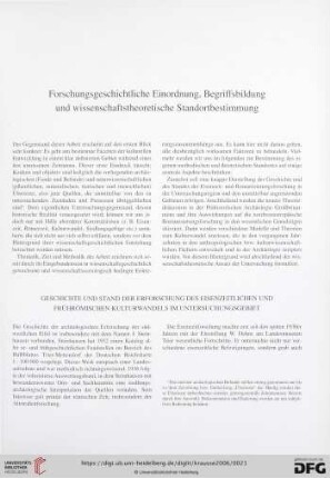 Forschungsgeschichtliche Einordnung, Begriffsbildung und wissenschaftstheoretische Standortbestimmung