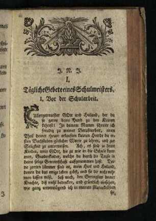 I. Taegliche Gebete eines Schulmeisters [- XII. Lehr- und trostreiche Stellen aus des seligen Lutheri Schriften