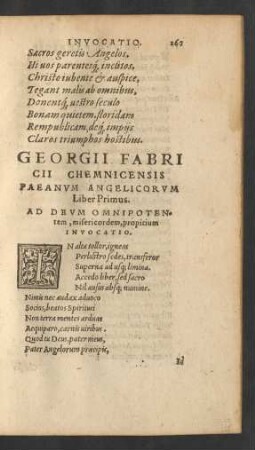 Georgii Fabricii Chemnicensis Paeanum Angelicorum Liber Primus.