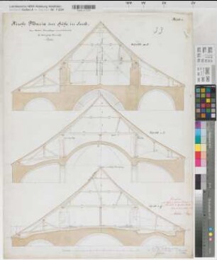 Soest (Soest) Hohnekirche (St. Maria zur Höhe) Blatt 3 Querschnitte durch das Dach 1886/87 1 : 50 57 x 73 1886/87 Westphal Staatshochbauamt Soest