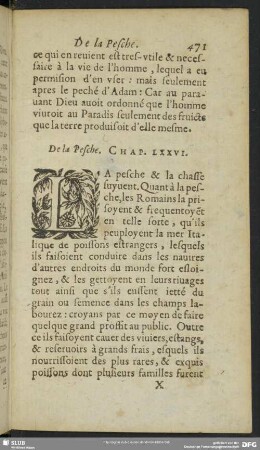 De la Pesche. Chap. LXXVI.