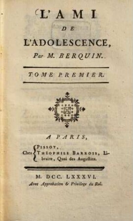 L' ami de l'adolescence. 1. 1786