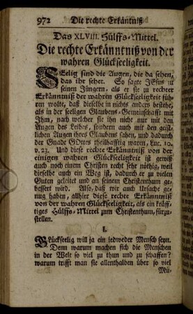Das XLVIII. Hülffs-Mittel. Die rechte Erkänntniß von der wahren Glückseeligkeit. - Das L. Hülffs-Mittel. Die rechte Hochachtung der Seele.