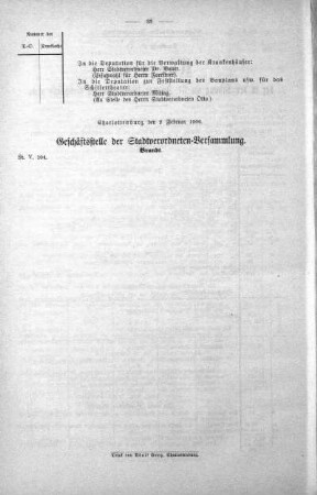 Übersicht der in der Sitzung am 31. Januar 1906 gefaßten Beschlüsse usw., 31. Januar 1906