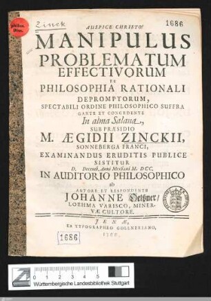 Manipulus problematum effectivorum ex philosophia rationali depromptorum