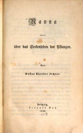 Nanna oder über das Seelenleben der Pflanzen