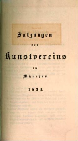 Satzungen des Kunst-Vereins in München. 1834