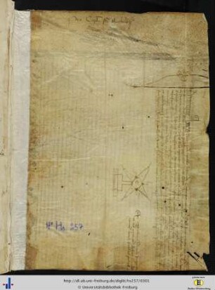 [Ehemaliger Spiegel] Fragment einer lateinischen Pergamenturkunde des 15. Jhs.