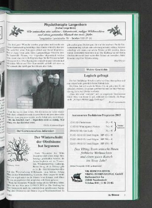 Der Gartenausschuss informiert Der Winterschnitt der Obstbäume hat begonnen