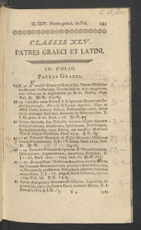 Classis XLV. Patres Graeci Et Latini
