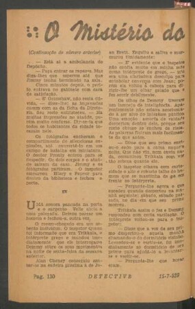 O mistério do ataúde grego : Continuação do número anterior. [Romance]. (Continúa no próximo número)