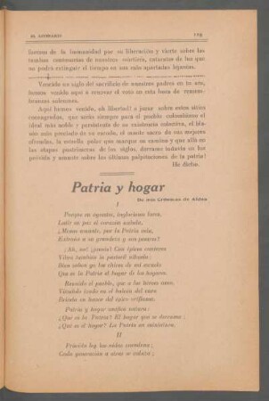 Patria y hogar : De mis crónicas de aldea