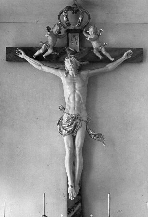 Kreuzaltar mit Grab der Guten Beth : Kreuzaltar mit Grab der Guten Beth (vor 1772; E. Gabriel). Kruzifix. Reute (Bad Waldsee), Kloster-, Pfarr- und Wallfahrtskirche Sankt Peter und Paul, Gnadenkapelle der Guten Beth