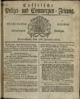 Nr. 5, Sonnabend, den 17ten Januar 1818
