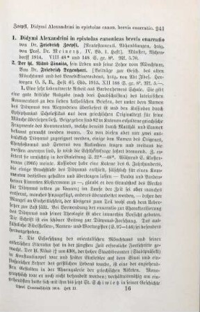 241-242 [Rezension] Zoepfl, Friedrich, Didymi Alexandrini in epistolas Canonicas brevis enarratio