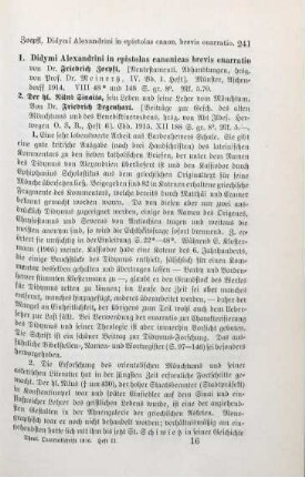 241-242 [Rezension] Zoepfl, Friedrich, Didymi Alexandrini in epistolas Canonicas brevis enarratio