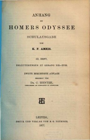 Anhang zu Homers Odyssee - Schulausgabe, 3. Erläuterungen zu Gesang XIII - XVIII