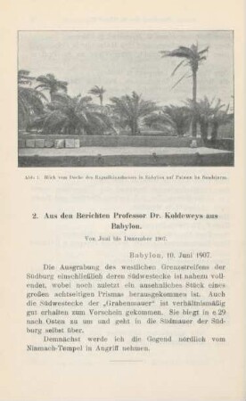 2. Aus den Berichten Professor Dr. Koldeweys aus Babylon