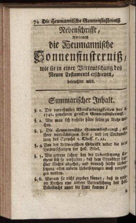 Summarischer Inhalt.