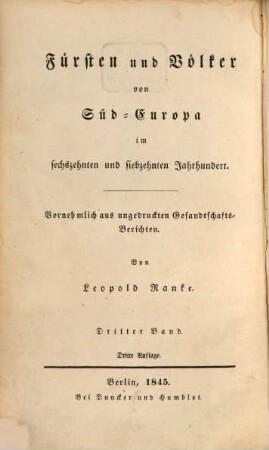 Fürsten und Völker von Süd-Europa im sechszehnten und siebzehnten Jahrhundert : vornehmlich aus ungedruckten Gesandtschafts-Berichten, 3. Die römischen Päpste, ihre Kirche und ihr Staat im sechszehnten und siebzehnten Jahrhundert ; Bd. 2