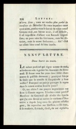 XXXVIe Lettre. Deux heures du matin.
