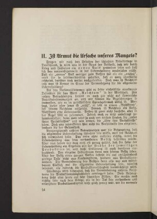 II. Ist Armut die Ursache unserer Mangels?