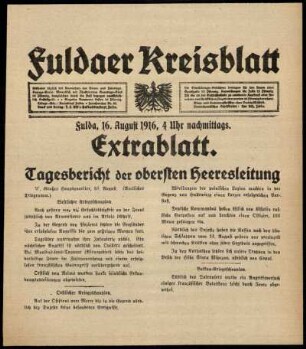 Ausgabe vom Mittwoch, den 16. August 1916.